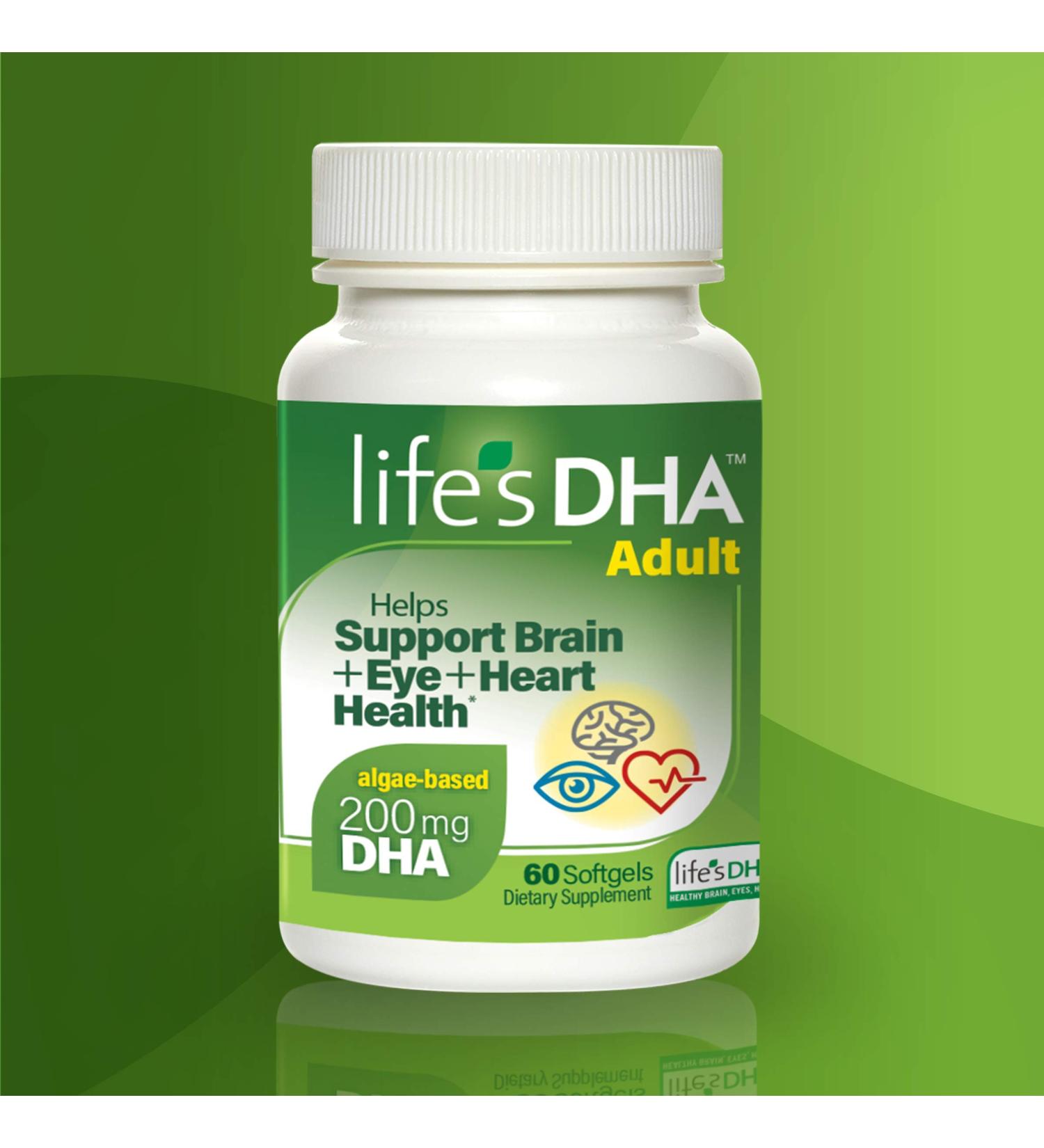Lifes DHA All-Vegetarian DHA Dietary Supplement | Supports Brain, Eyes & Heart | 100% Vegetarian | 200mg DHA Omega-3 | 60 Softgels - Buy Online on GoSupps.com