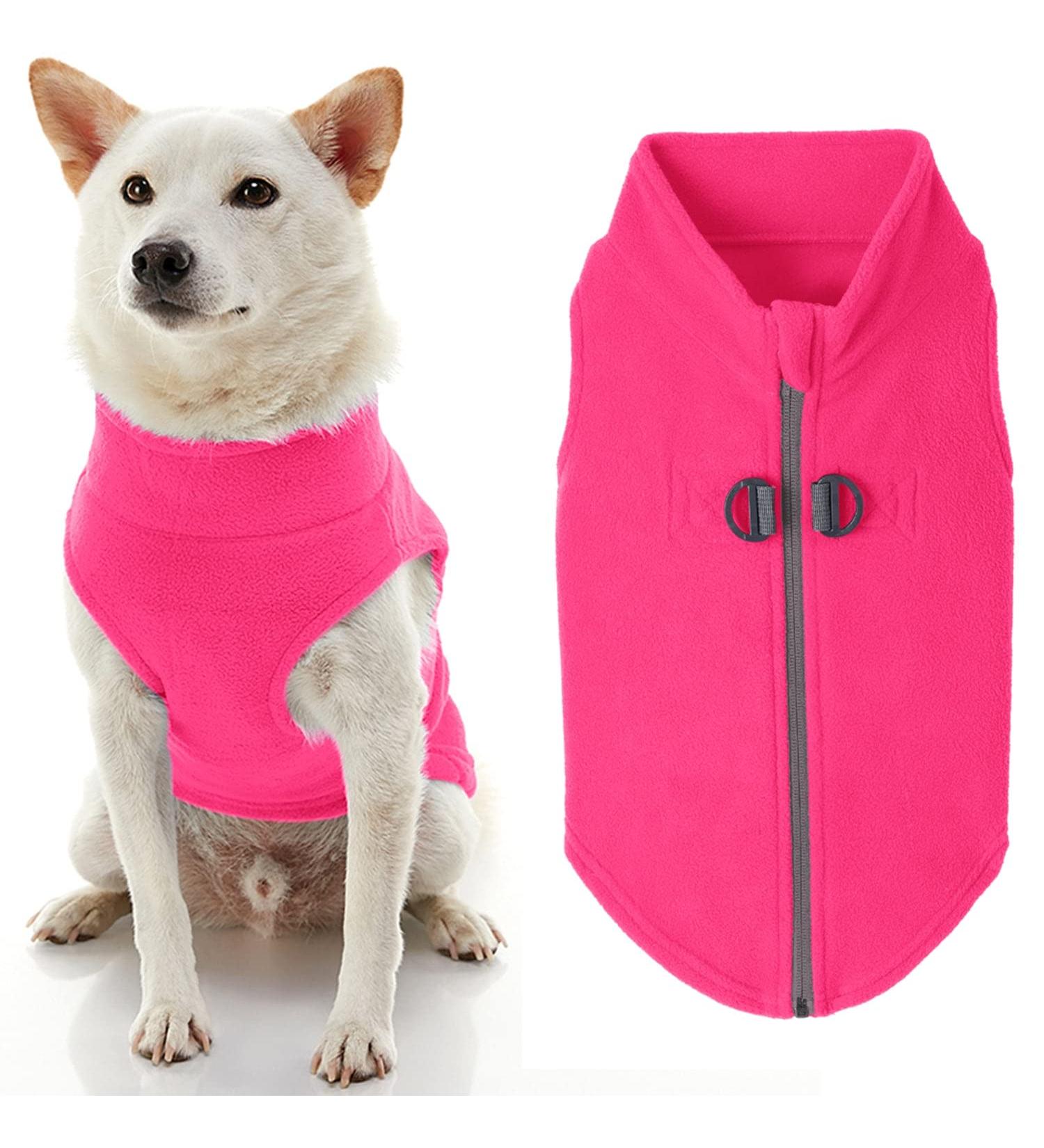 Gooby Zip Up Fleece Dog Sweater - Warm Step-in Jacket for Small to Medium Dogs - Pink (Medium, 17.5 Chest) - Indoor/Outdoor Use - Buy Online on GoSupps.com
