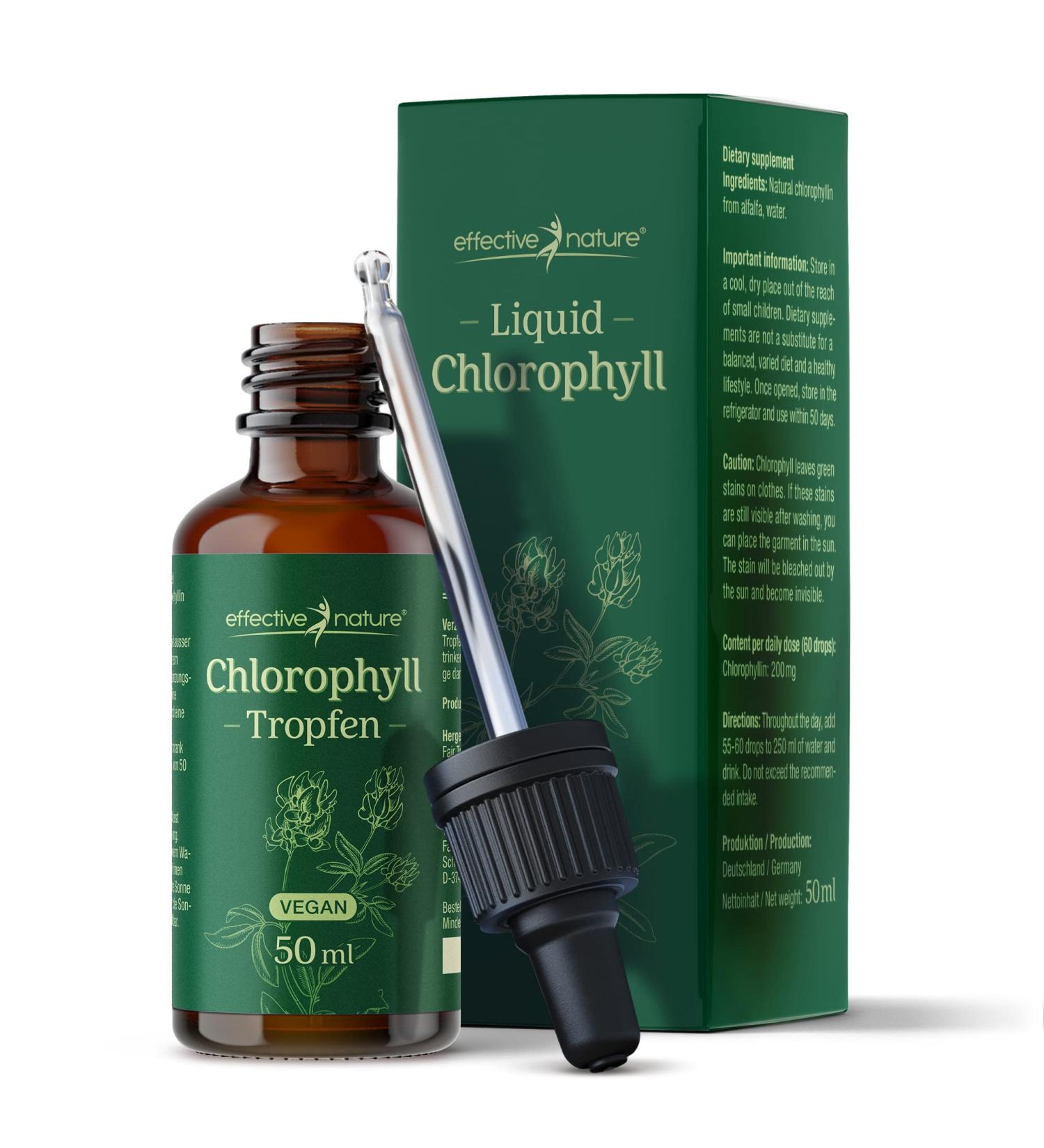 Liquid Chlorophyll Drops - Effective Nature | 50ml Alfalfa Extract | Preservative-Free Natural Supplement for Wellness - Buy Online on GoSupps.com