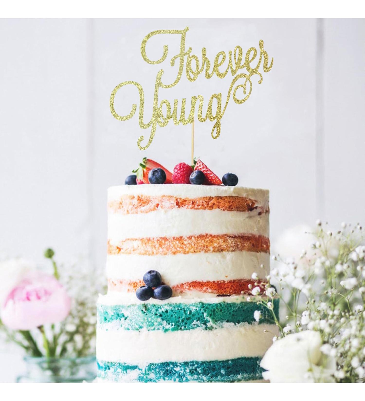 zxyxka Forever Young Cake Topper Young AF Sign Happy 30th 40th 50th 60th Birthday Party Decorations- Engagement Wedding Party Decorations(Gold) ZXY-23SP888 - Buy Online on GoSupps.com