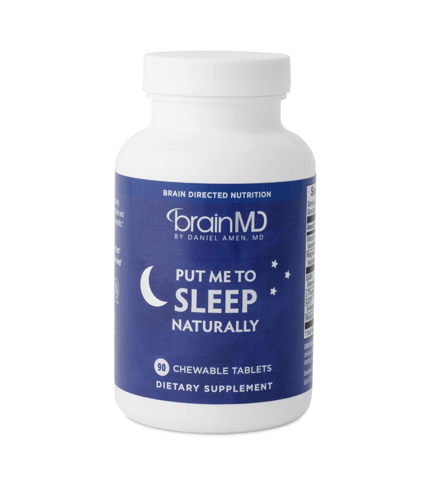 BRAINMD Dr Amen Put Me To Sleep Naturally - 90 Chewable Tablets - with Melatonin L-Theanine Magnesium GABA Vitamin B6 & 5-HTP - Gluten Free - 45 Servings 45 Servings (Pack of 1) - Buy Online on GoSupps.com