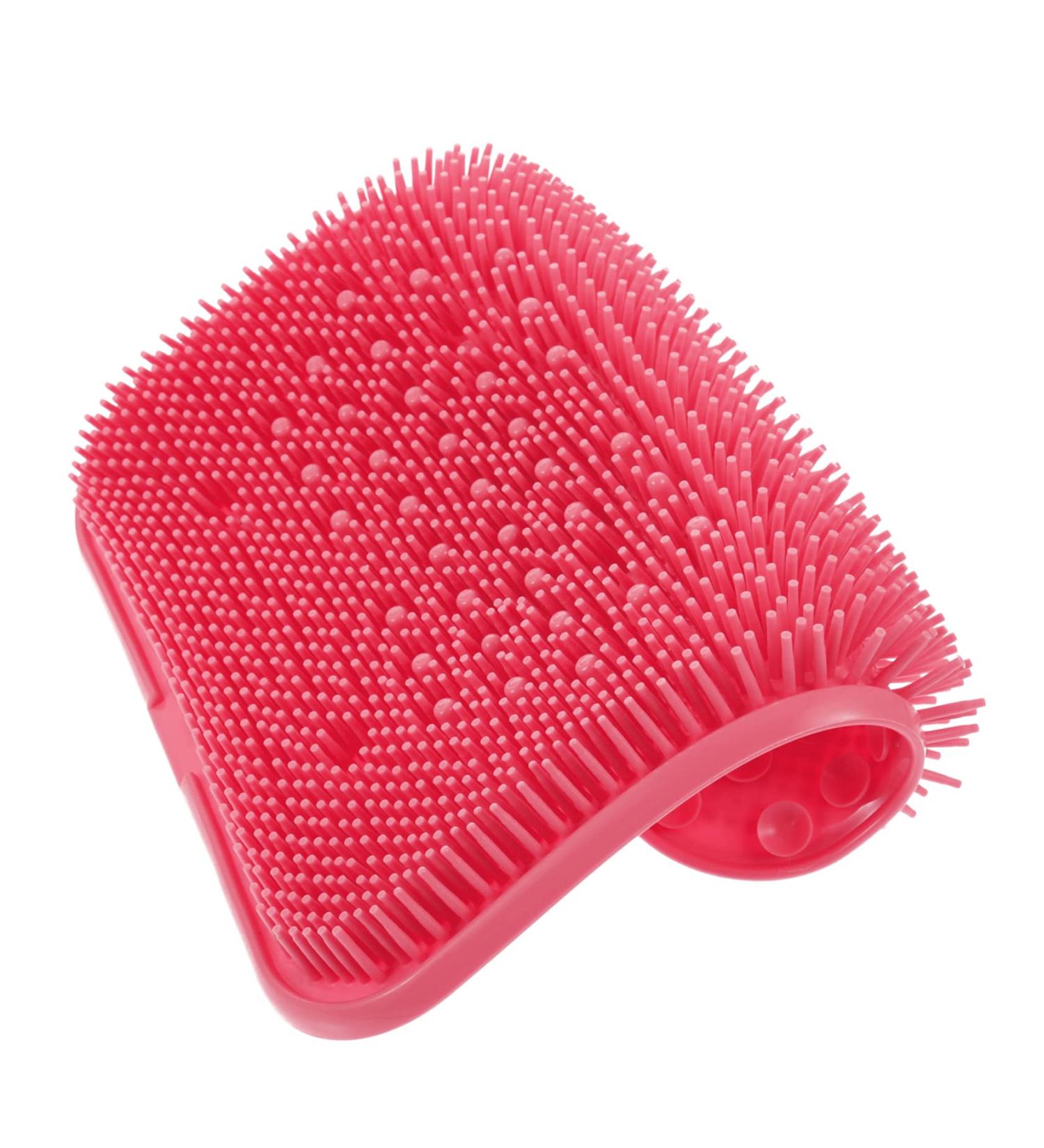 Fomiyes Silicone Foot Massage Cushion | Suction Bath Foot Scrubber & Washer | Pink PVC Foot Pillow for Shower Cleaning (26.5x23x3.5cm) - Buy Online on GoSupps.com