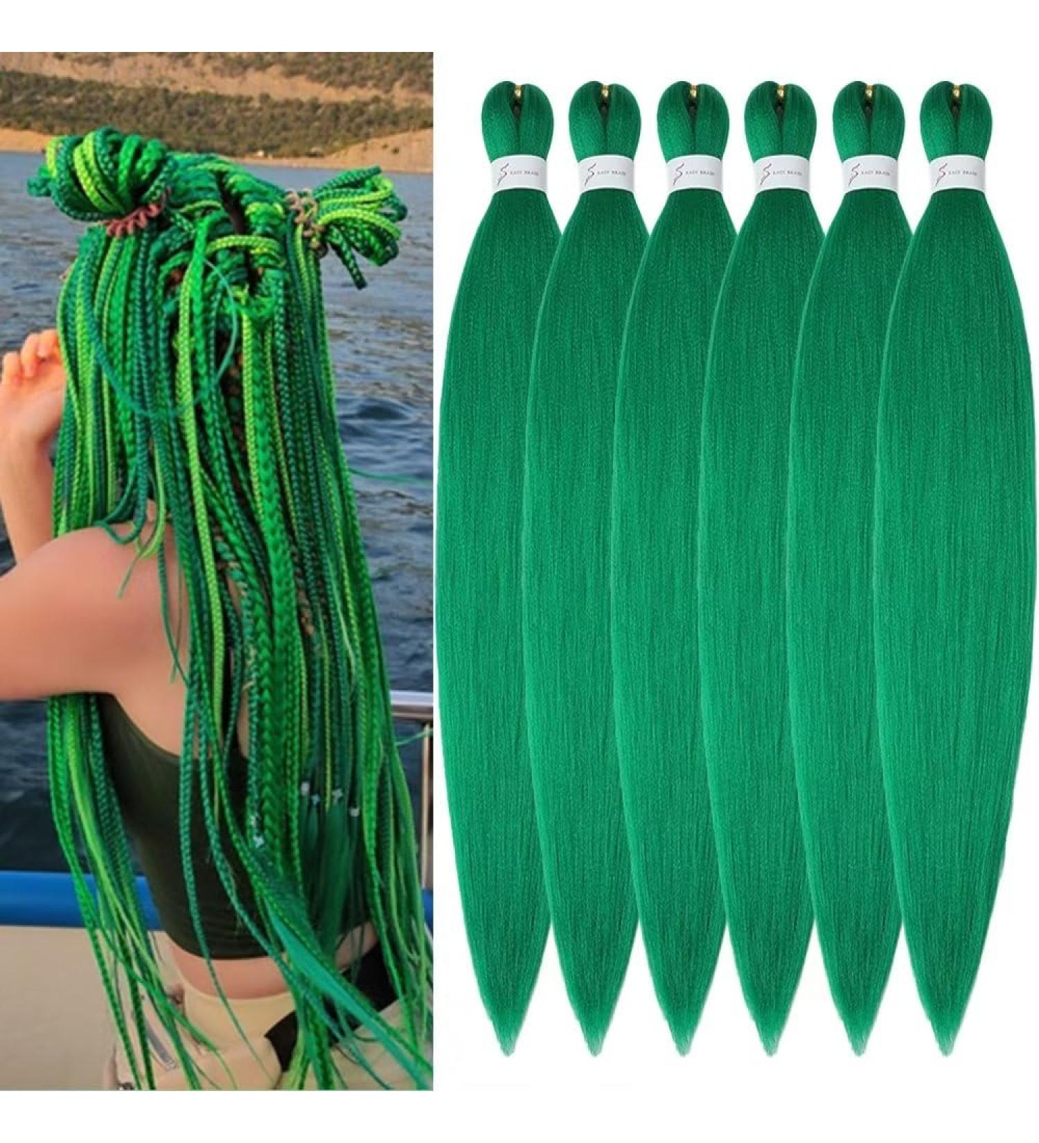 YDDM Pre Stretched Braiding Hair Extensions - 32 Inch Jumbo Green Braids (6 Packs) - Kunsthaar Art Hair for Braids - Buy Online on GoSupps.com