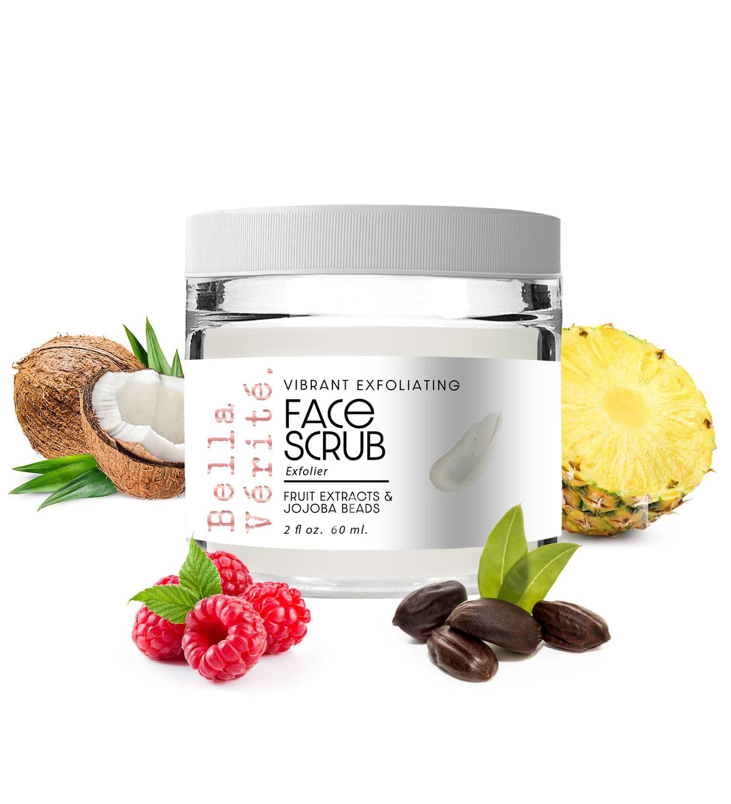 Shop Bella V rit Vegan Exfoliating Face Scrub | 2 Month Supply | Made in USA | Fruit Extracts & Jojoba Seeds for Radiant Skin - Buy Online on GoSupps.com