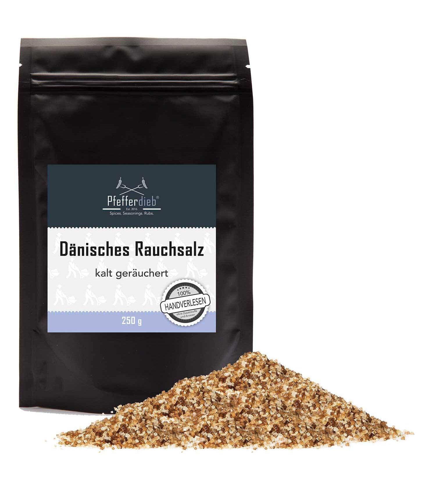 Danish Smoked Salt | Cold Smoked Sea Salt - Original Beechwood Mild & Spicy 250g | Pfefferdieb - Buy Internationally - Buy Online on GoSupps.com