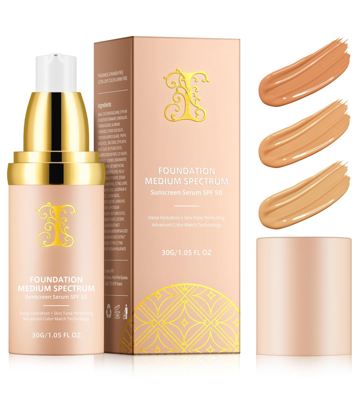 MXCZBSM Foundation Color Changing 30 ml 4in1 SPF50 Sun serum liquid concealer nude hydration 24 hours suitable for all skin tones - Buy Online on GoSupps.com