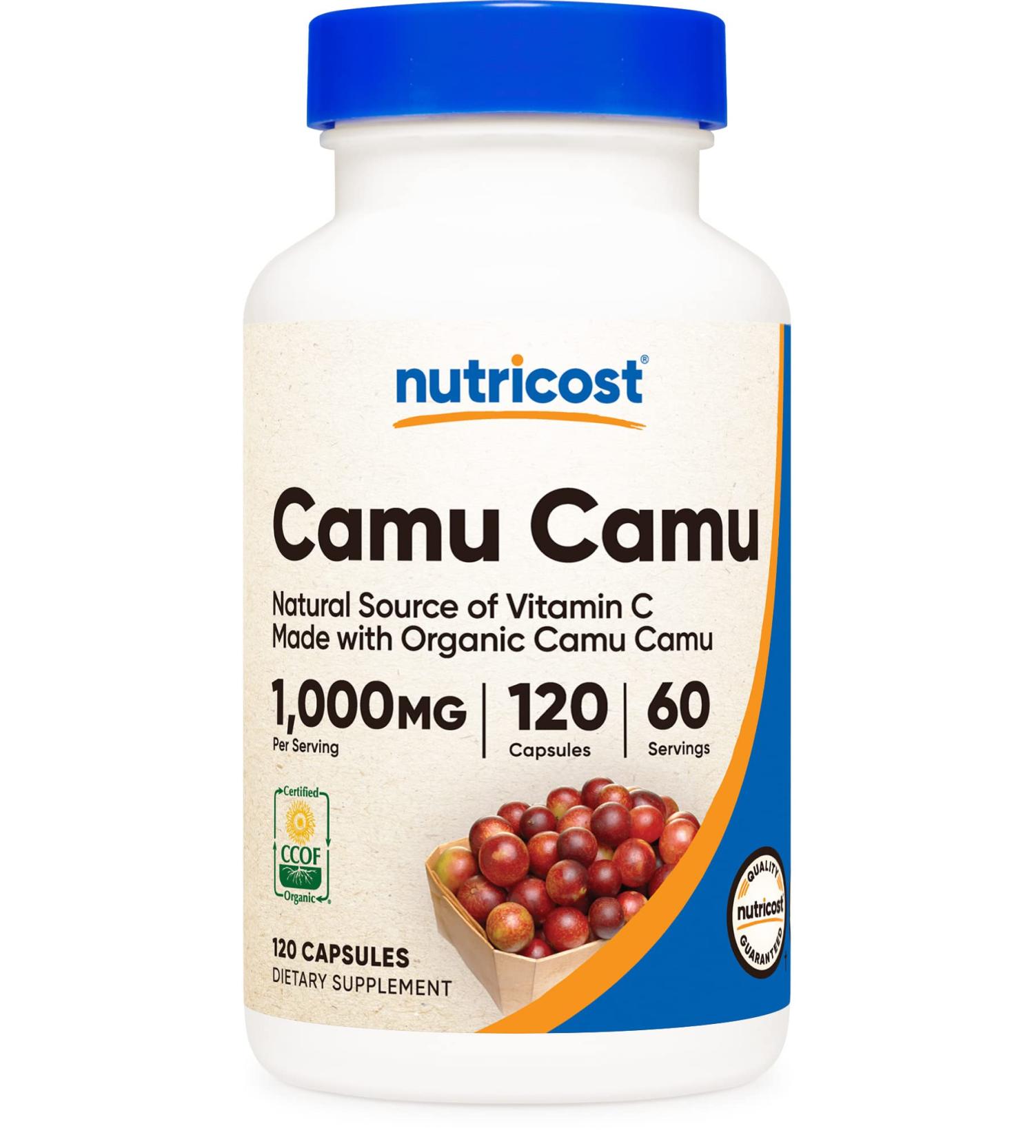 Nutricost Camu Camu 1000mg 120 Capsules | CCOF Certified Organic | Non-GMO, Gluten Free - Buy Online on GoSupps.com