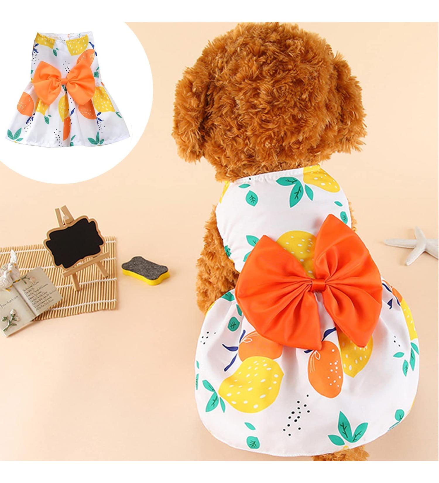 Summer Dog Dress for Small Dogs - Medium Orange Pet Clothing - Buy Online on GoSupps.com