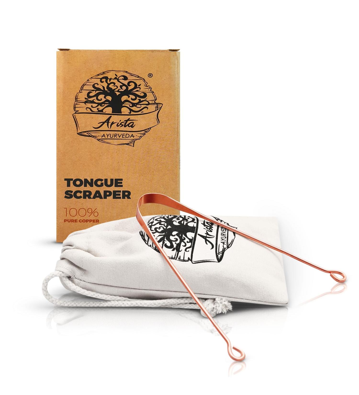 Arista Copper Tongue Scraper for Adults - Ayurvedic Oral Hygiene Tool for Bad Breath - Buy Online on GoSupps.com