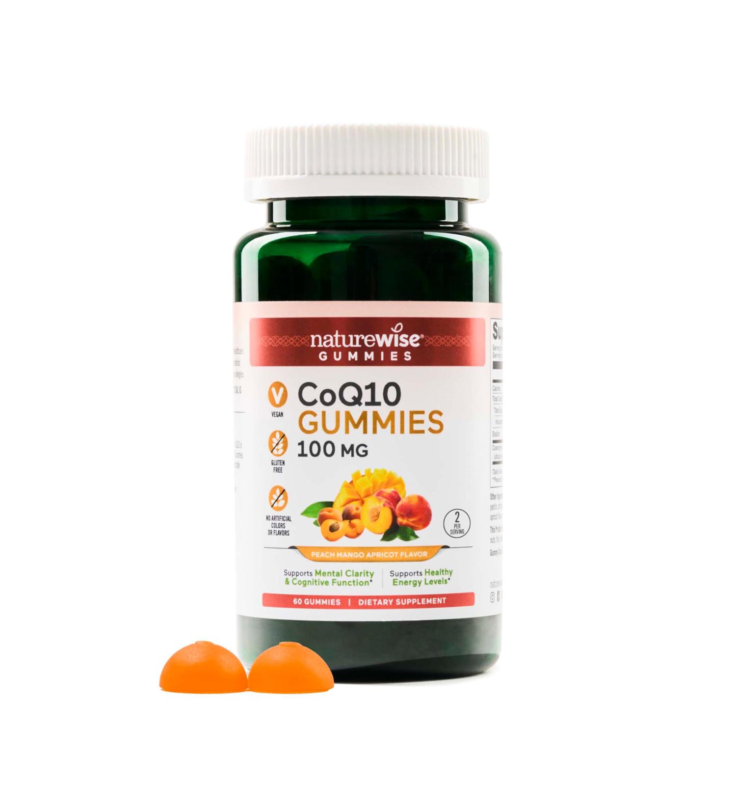 NatureWise CoQ10 Gummies 100mg - Vegan Peach Mango Heart Health Supplement - Pectin-Based Gluten-Free Non-GMO - 60 Count (1-Month Supply - Buy Online on GoSupps.com