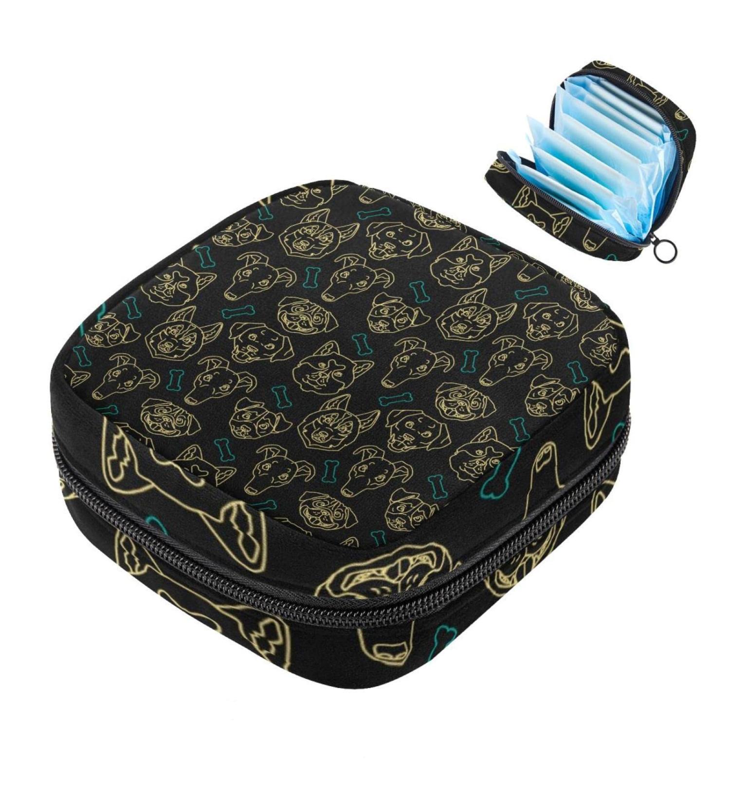 Shop Stylish Women's Napkin Storage Bags & Portable Period Pockets - Dog Head Bones Design for Teens & Moms | International Shipping Available - Buy Online on GoSupps.com