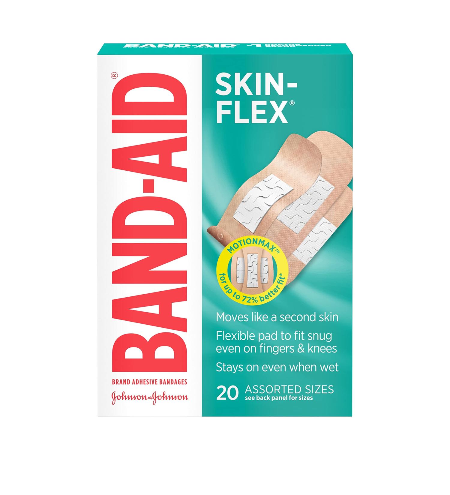 Band-Aid Skin-Flex Adhesive Bandages - Flexible First Aid for Cuts & Scrapes - 20 ct | Ideal for Fingers Hands & Knees - Buy Online on GoSupps.com