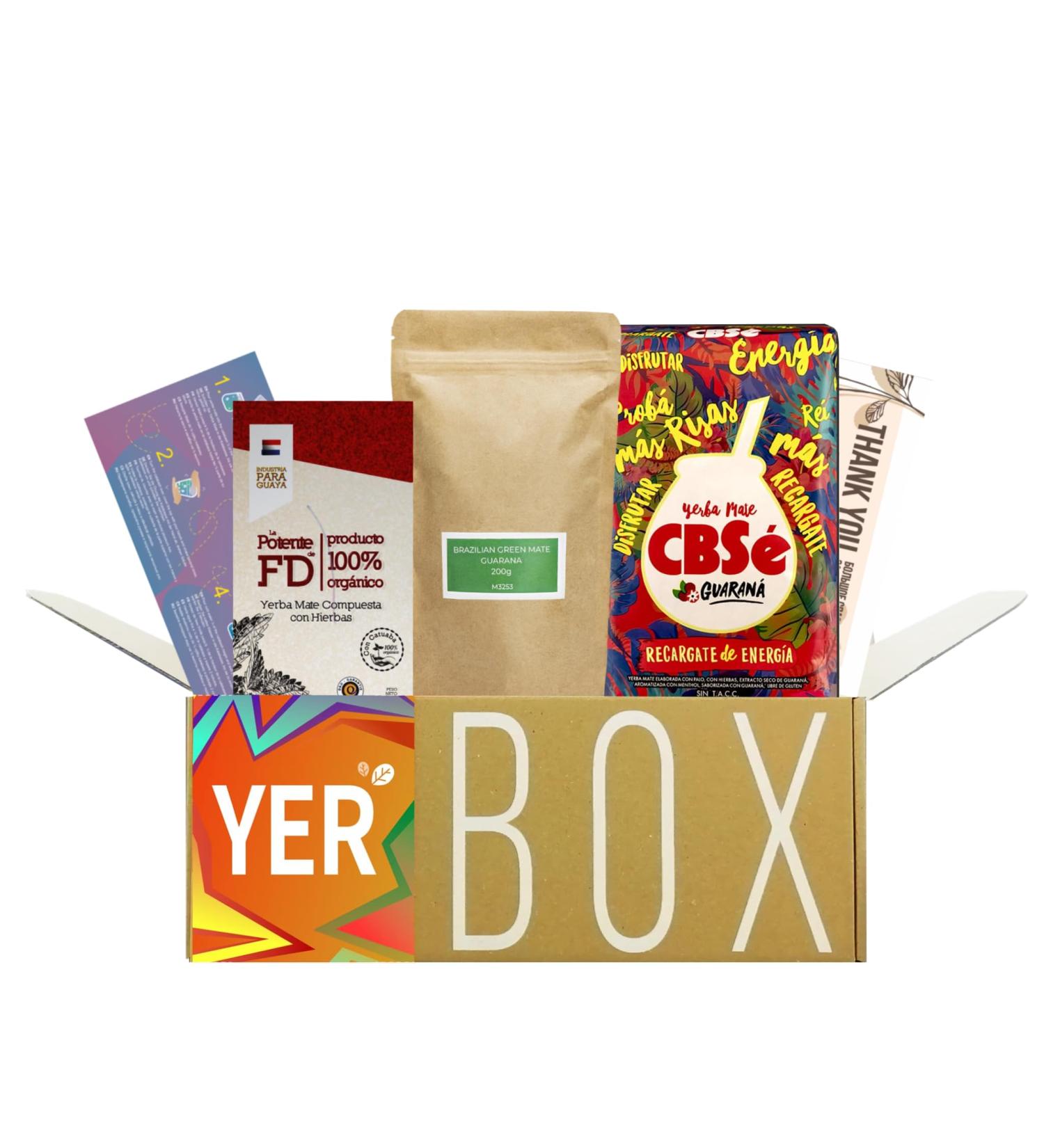 YERBOX Ensemble de Th Yerba Mate : CBSe Guarana 500g + Fede Rico Potente 250g + Brazilian Green Mate Guarana 200g Energy lifestyle - Buy Online on GoSupps.com
