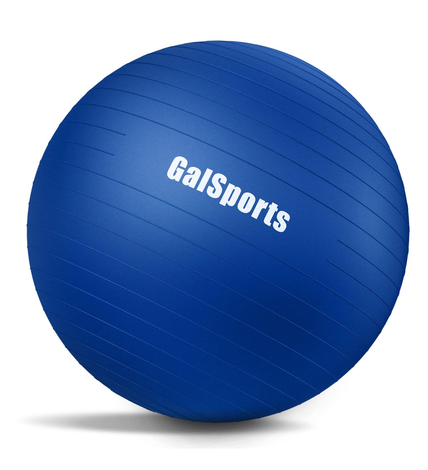 GalSports Anti-Burst Yoga Ball for Physical Therapy & Balance Chair - Blue, 65cm with Pump | Slip Resistant Stability Swiss Ball for Home Gym Fitness - Buy Online on GoSupps.com