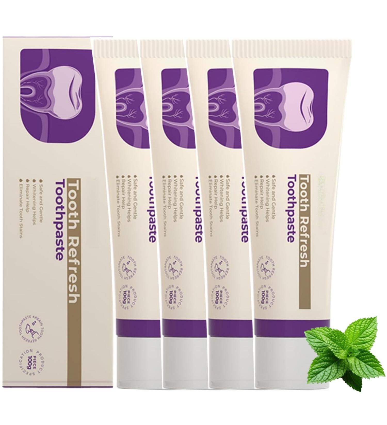 2026 Top Selling Tooth Refresh Toothpaste Fresh Breath Whitening Formula Natural Oral Care with Enamel Repair Removes Coffee Tea Wine Stains Deep Cleaning 3.5 Oz (4) - Buy Online on GoSupps.com