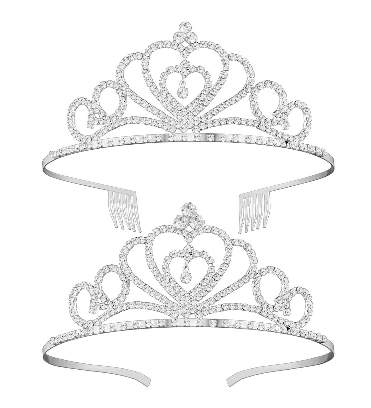 FRCOLOR Rhinestone Crystal Tiara Crown 2 Pack for Wedding, Bridal, Prom, Birthday, Pageant - Princess Tiara Headband - Buy Online on GoSupps.com