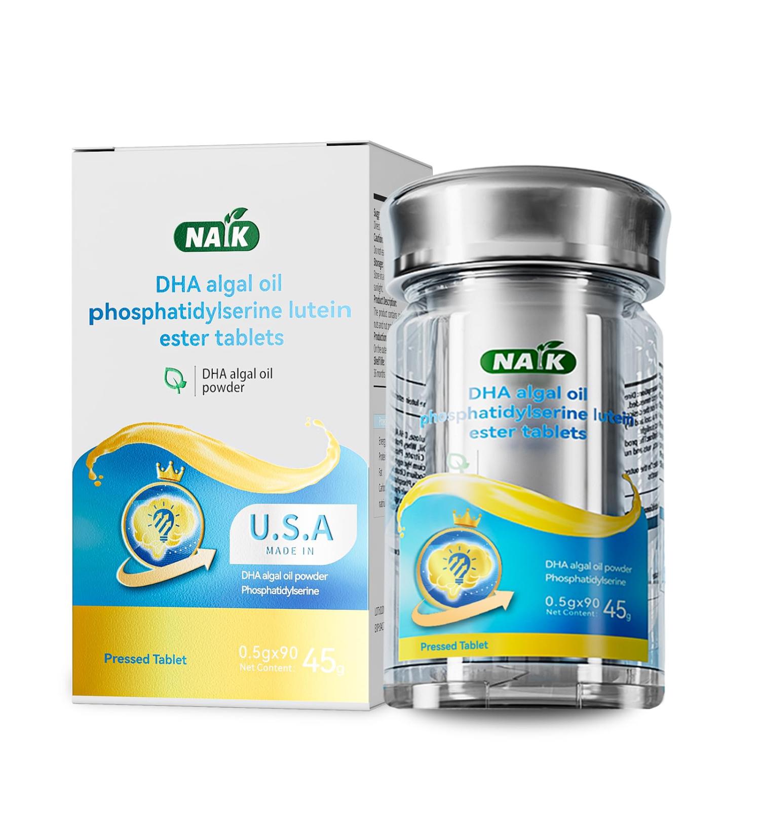 NAIK United States DHA algal Oil nervonic Acid phosphatidylserine tonifies Brain Improves Memory Omega-3 Brain Gold Student Teen Adult high School Student Child Study exam - Buy Online on GoSupps.com