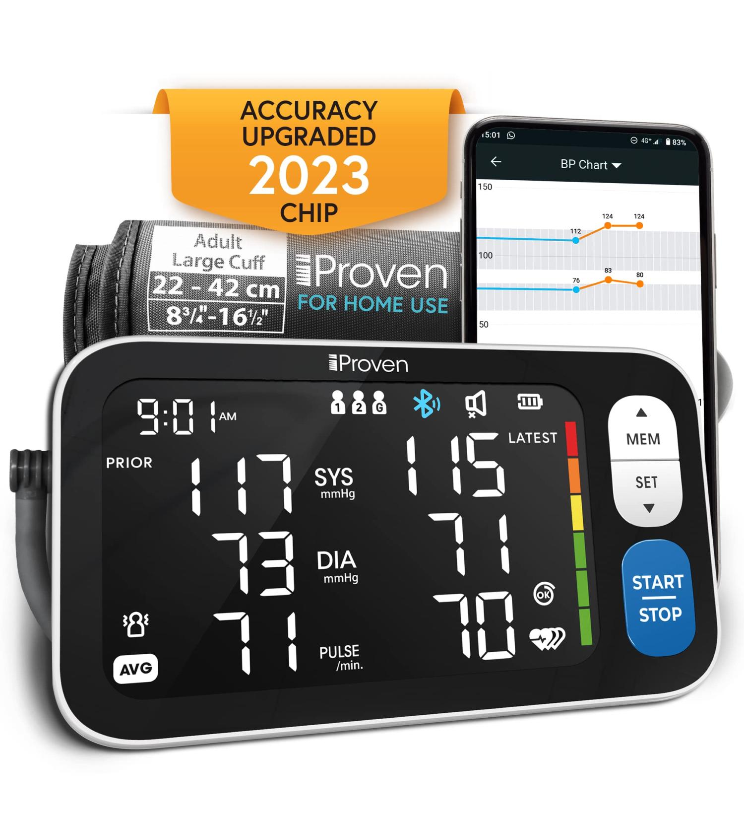 iProven 2023 Smart Upper Arm Blood Pressure Monitor - 500 Memory Sets - Large Adjustable Cuff - Backlit Display - Bluetooth App - Home Use - Buy Online on GoSupps.com