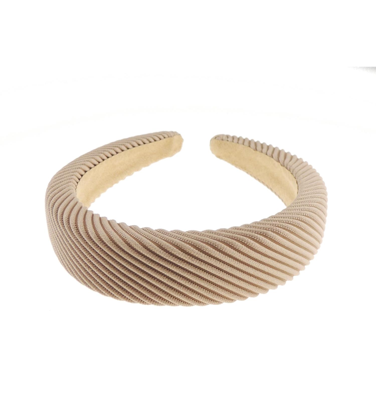 Womens Evening 3.5cm Wide Thick Formal Boho Headband Alice Band Hair Accessories Hairband Christmas Wedding Bridesmaid Party Winter Soft Corduroy Plain Flat Padded (Beige)