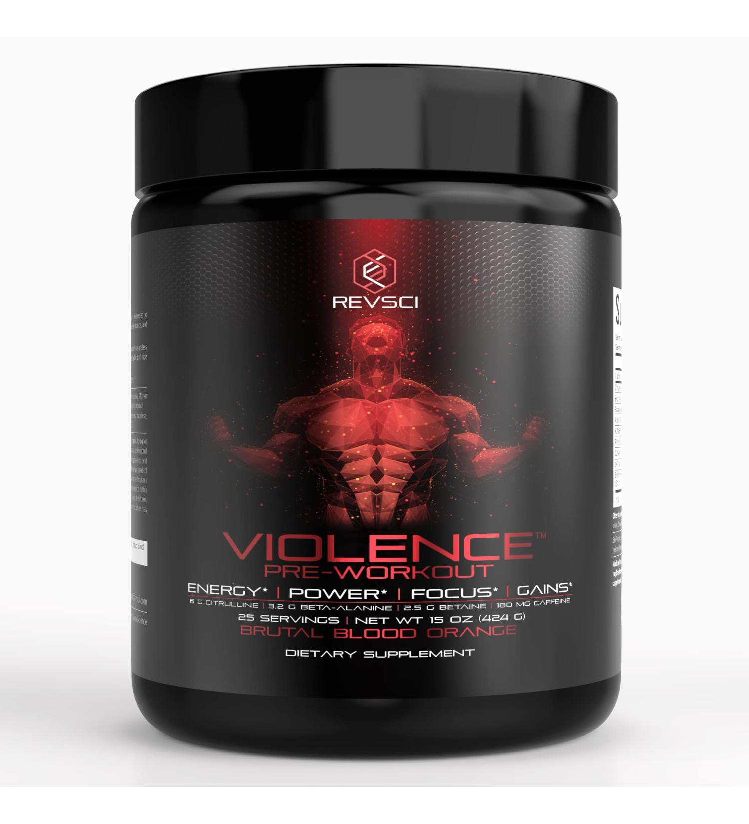 Precision Dosed Violence Pre Workout Powder for Men & Women - 180mg Natural Caffeine - Keto Energy Drink Powder with L Citrulline Malate & Beta Alanine - Buy Online on GoSupps.com