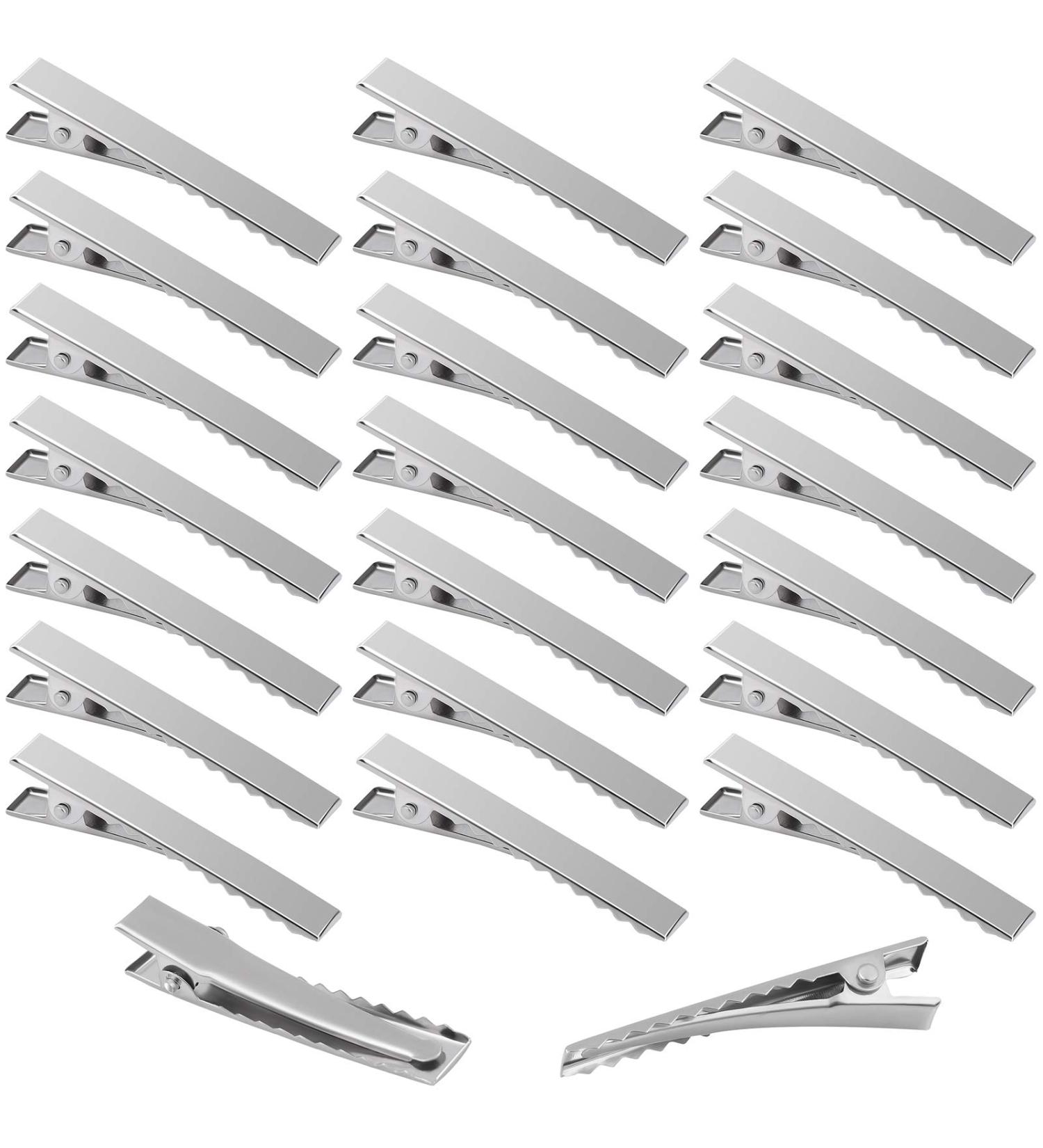 Ruisita 120x Alligator Hair Clips 2.2 Inch, Silver Metal Single Prong for Hair Accessories - Pack of 120 - Buy Online on GoSupps.com