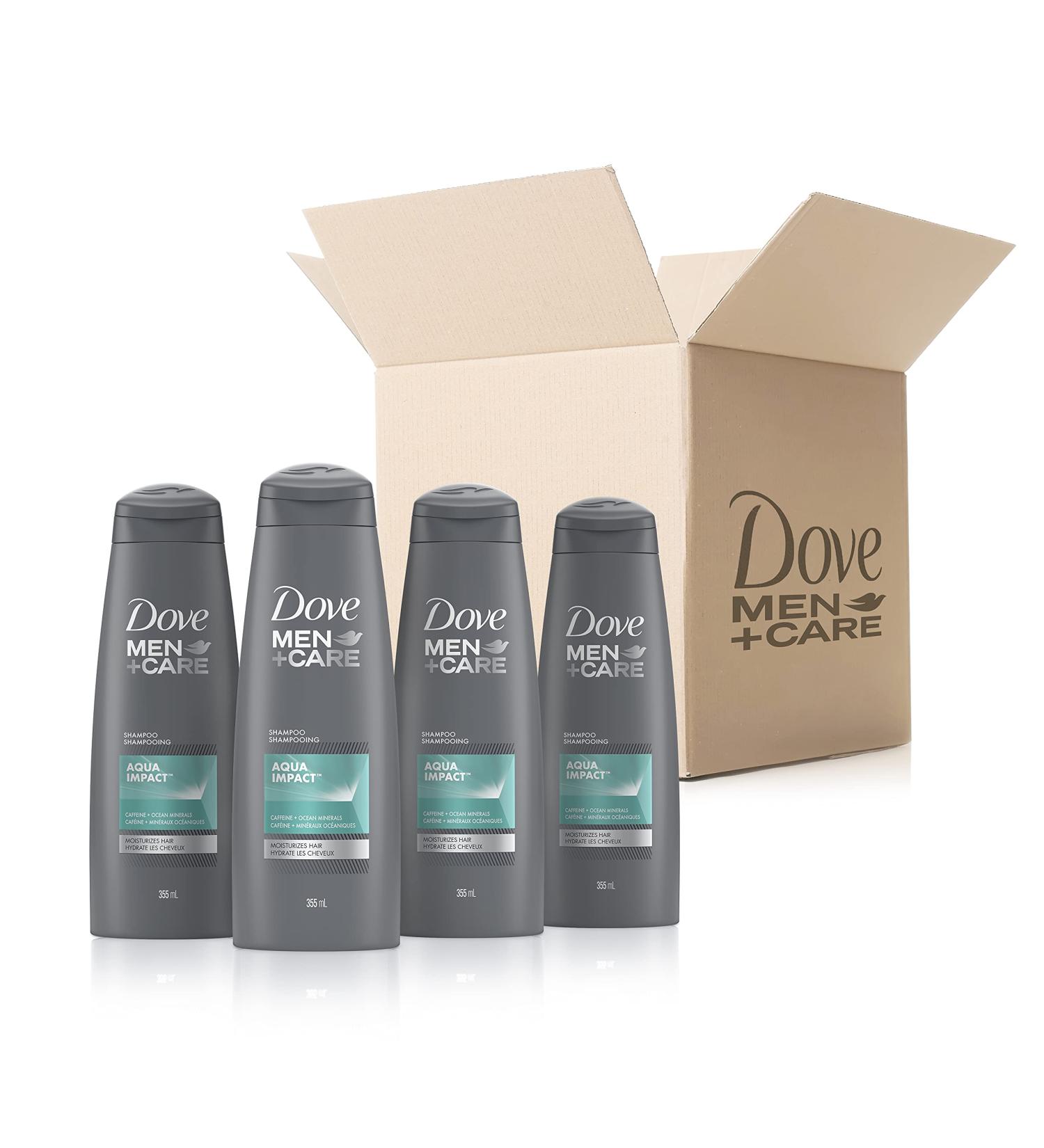 Dove Men + Care Fortifying Shampoo specifically designed for men's hair Aqua Impact moisturizes and strengthens hair with every wash 1420 ml (Pack of 4) 355 ml (Pack of 4) - Buy Online on GoSupps.com