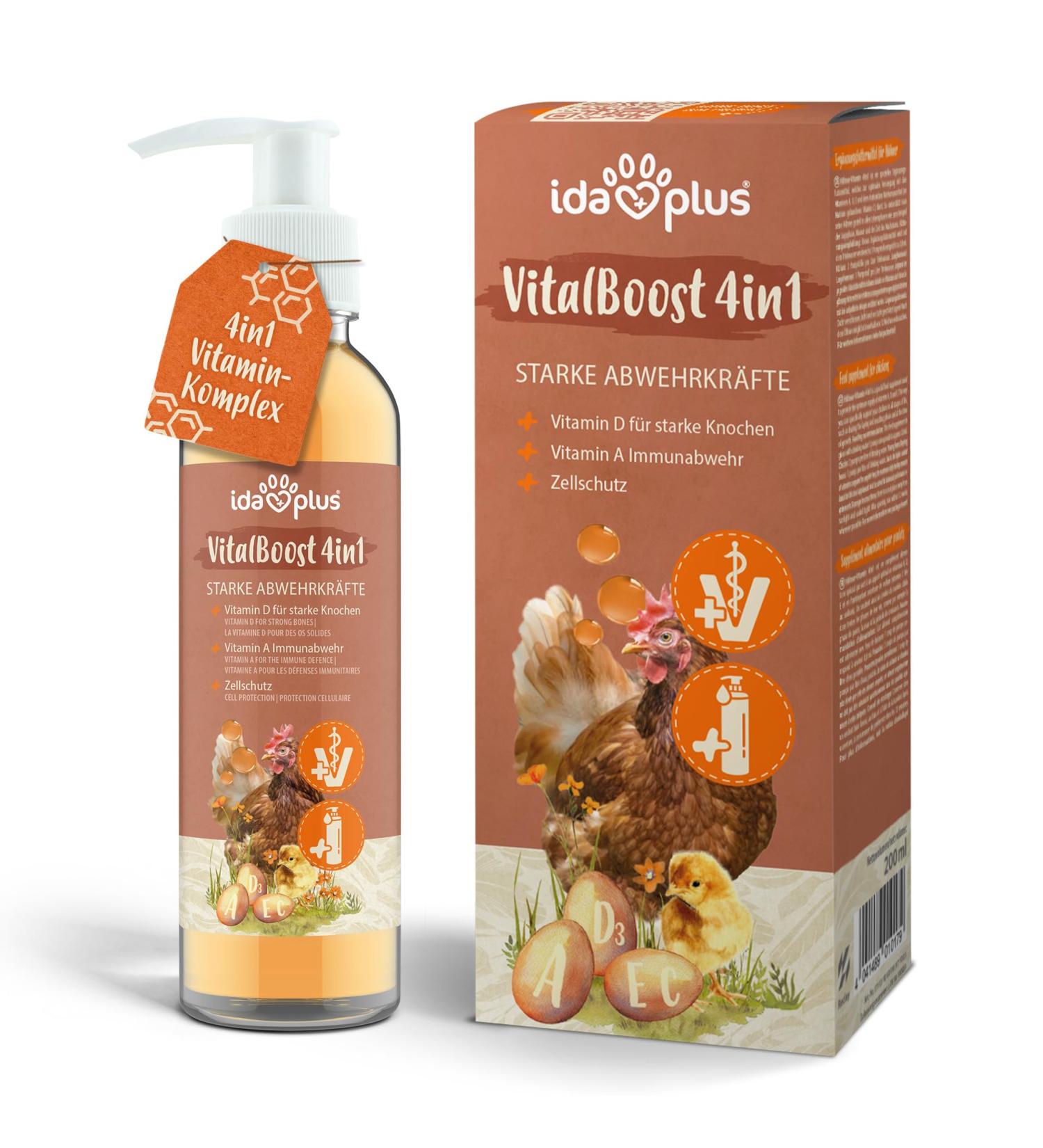 Ida Plus Vitalboost 4in1 200 ml - Premium Vitamin Concentrate for Strong Immune System & Growth in Chickens Ducks & Poultry - Buy Online on GoSupps.com