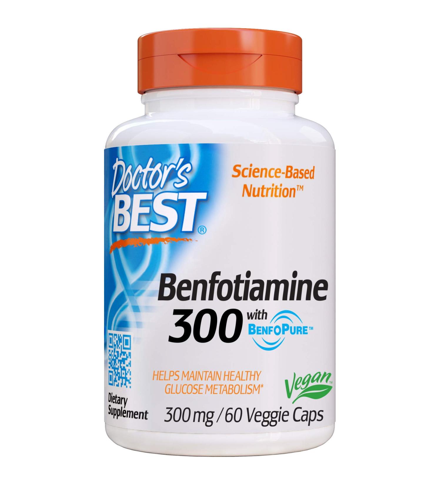 Doctor's Best Benfotiamine 300mg - 60 Veggie Caps | Supports Healthy Glucose Metabolism - Buy Online on GoSupps.com