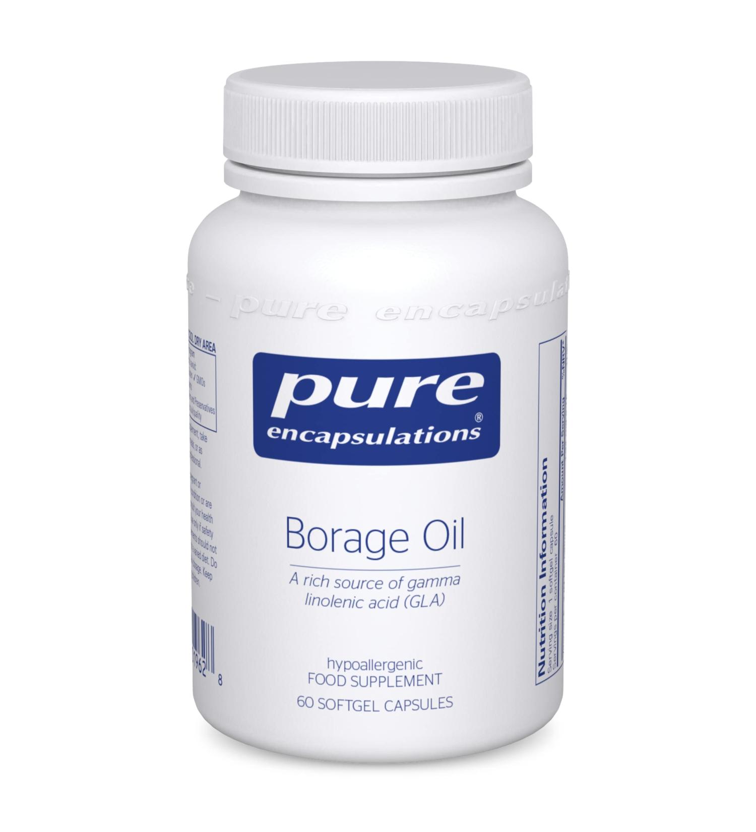 Pure Encapsulations Borage Oil 200mg GLA - Rich Source of Gamma Linolenic Acid - 60 Softgels - Buy Online on GoSupps.com