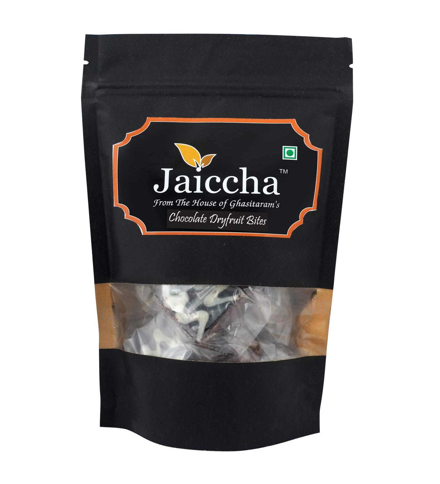 Jaiccha Ghasitaram Chocolate Dryfruit Bites 200 GMS in Black Paper Pouch - Buy Online on GoSupps.com