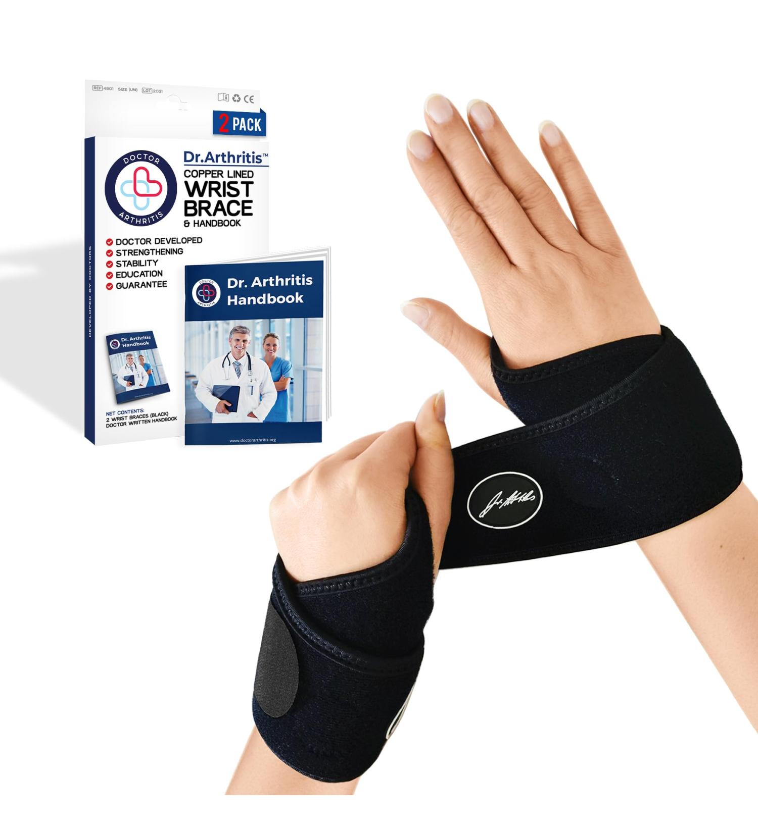 Dr. Arthritis Light Wrist Bandage - Tendonitis & Carpal Tunnel Support - Adjustable Right/Left Hand Wear for Pain Relief (Black Couple) - Buy Online on GoSupps.com