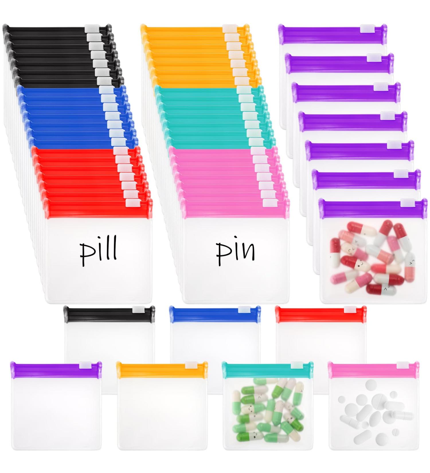Goaste 56 Pack Pill Pouch Bags - Zippered Translucent Medicine Organizer | Reusable Travel Storage Pouches for Pills Crafts & Beads - Buy Online on GoSupps.com