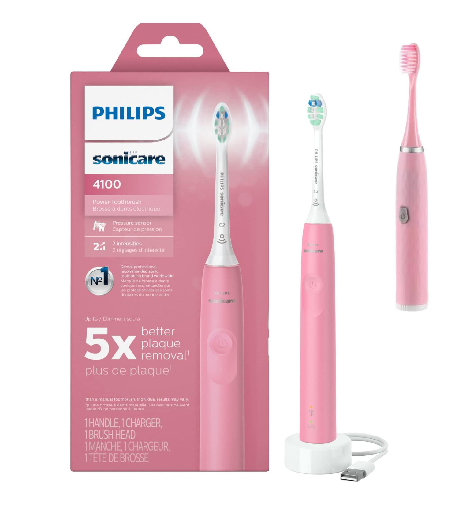 Buy PHILIPS Sonicare ProtectiveClean 4100 Electric Toothbrush - Deep Pink | Rechargeable Plaque Control Pressure Sensor - Ships Internationally - Buy Online on GoSupps.com