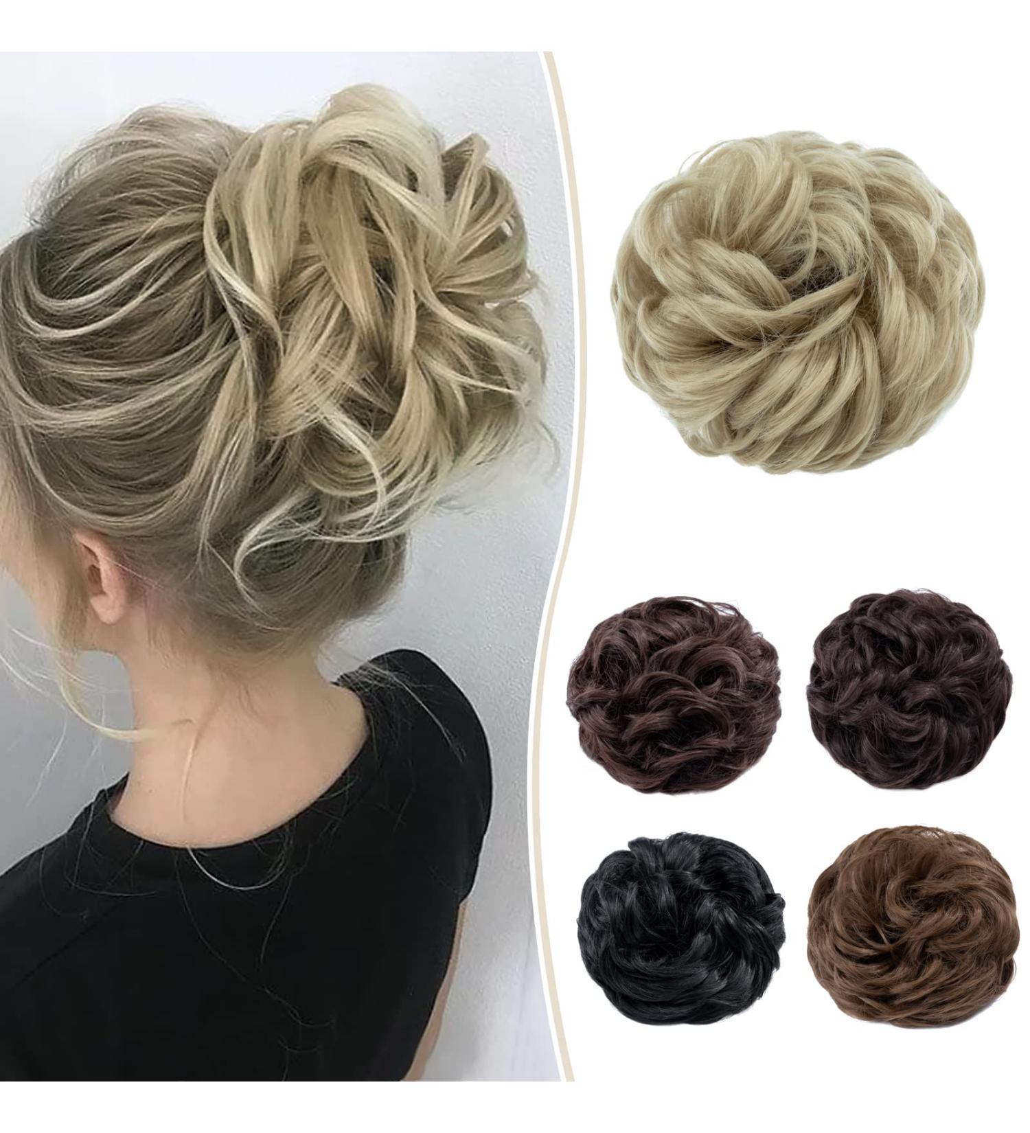 Silk-Co Hair Part with Rubber Band - Wavy Soft Dutt Hair Extensions 55g Ash Blonde Messy Bun Updos - Buy Online on GoSupps.com