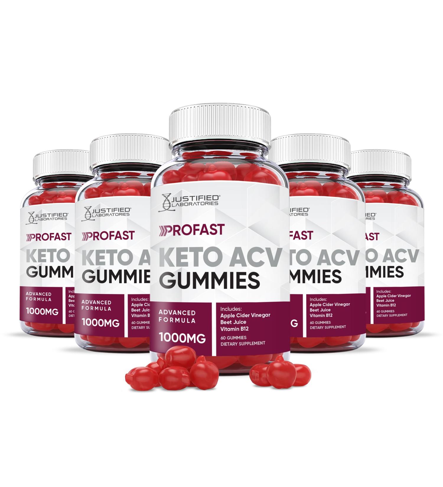 Justified Labs ProFast Keto ACV Gummies 1000MG (5 Pack) - Vegan Non GMO with Pomegranate Juice, Beet Root, B12 - 300 Gummies - Buy Online on GoSupps.com