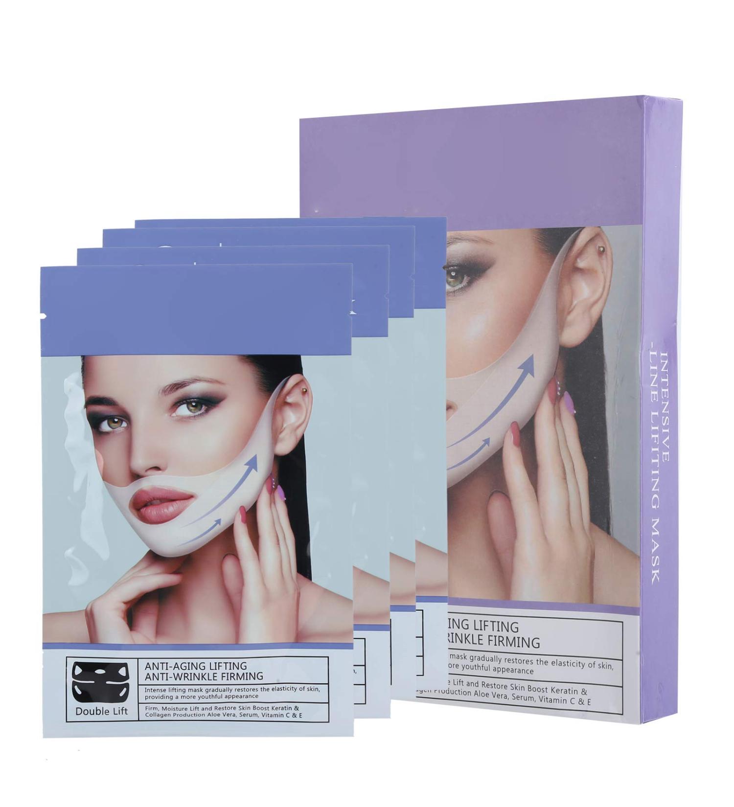V Face Shaping Mask 4Pcs 35G - Moisturizing Facial Lift for V Line Chin, Slimming Contour, Reduce Double Chin - Set of 4 Masks - Buy Online on GoSupps.com