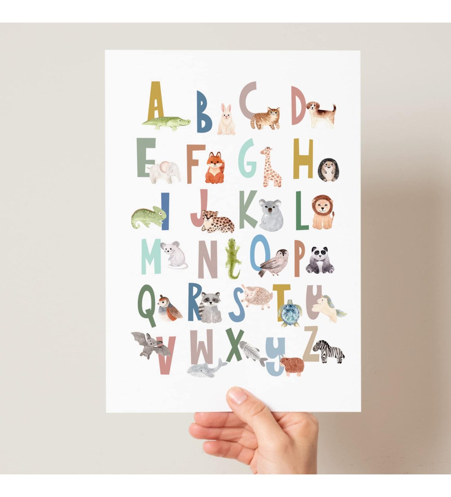 Scandi Animal Alphabet Educational Print - Boho Woodland Safari Poster | A4 Multi - Buy Online on GoSupps.com