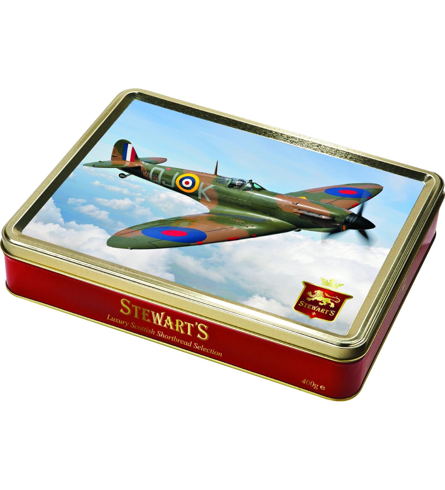 Stewart's - WWII Spitfire Shortbread Gifting Tin (400g) - Traditionally Made Luxury Scottish Shortbread Delicious Melt-In-Mouth Biscuits Ideal Collectable Treat to Share 40 Years Heritage 400g WWII Battle of Britain Veteran Spitfire Tin - Shortbread - Buy Online on GoSupps.com