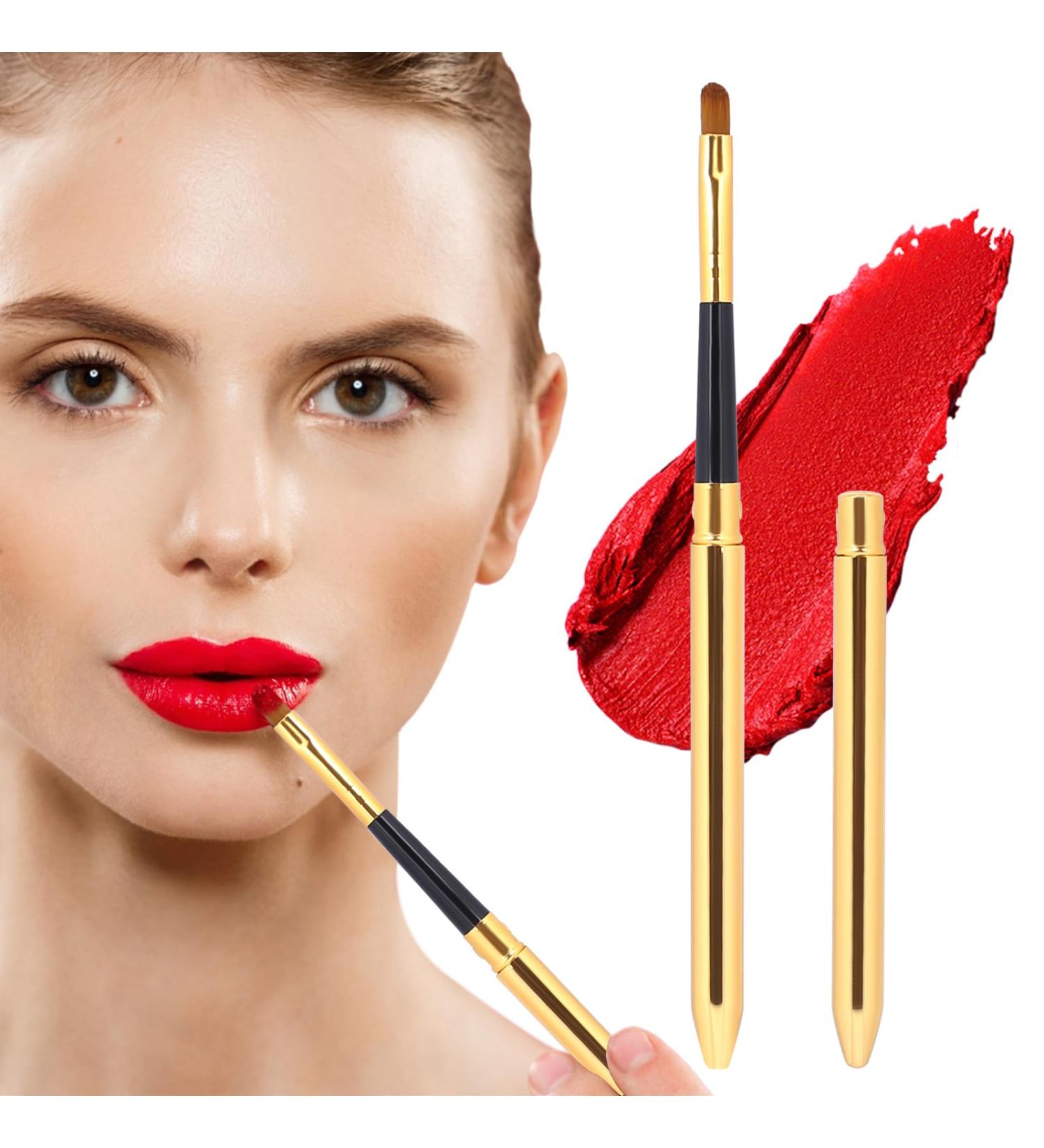 Buy Lipstick Brush Set - 2 Portable Lip Applicators with Caps for Travel | Mini Makeup Tool for Lip Gloss & Lip Liner - Perfect Women's Gift (Gold - Buy Online on GoSupps.com