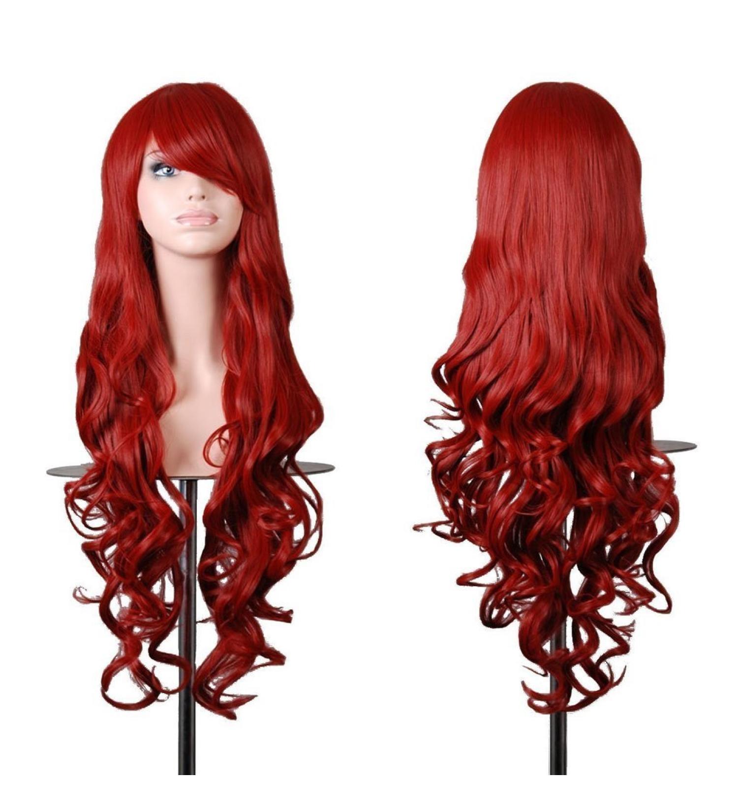 Shop Emaxdesign 80cm High-Quality Dark Red Cosplay Wig for Women | Full Glamorous Hair with Free Wig Caps & Comb - Buy Online on GoSupps.com