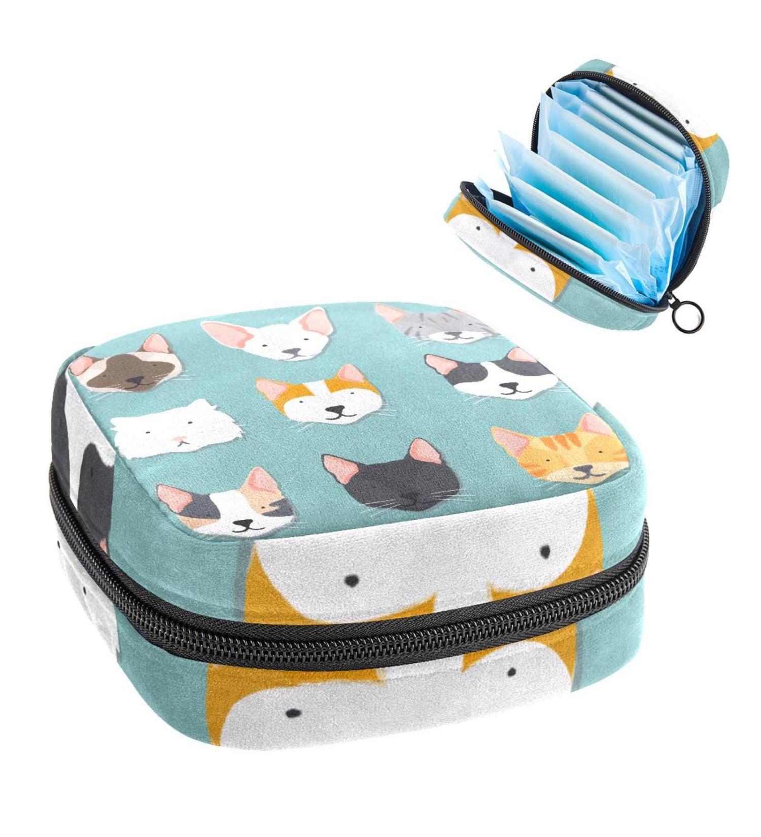 Paint Cats Head Sanitary Napkin Storage Bag - Portable Menstrual Pad Holder for Girls & Women - Multi-Colored - Pack of 10 - Buy Online on GoSupps.com