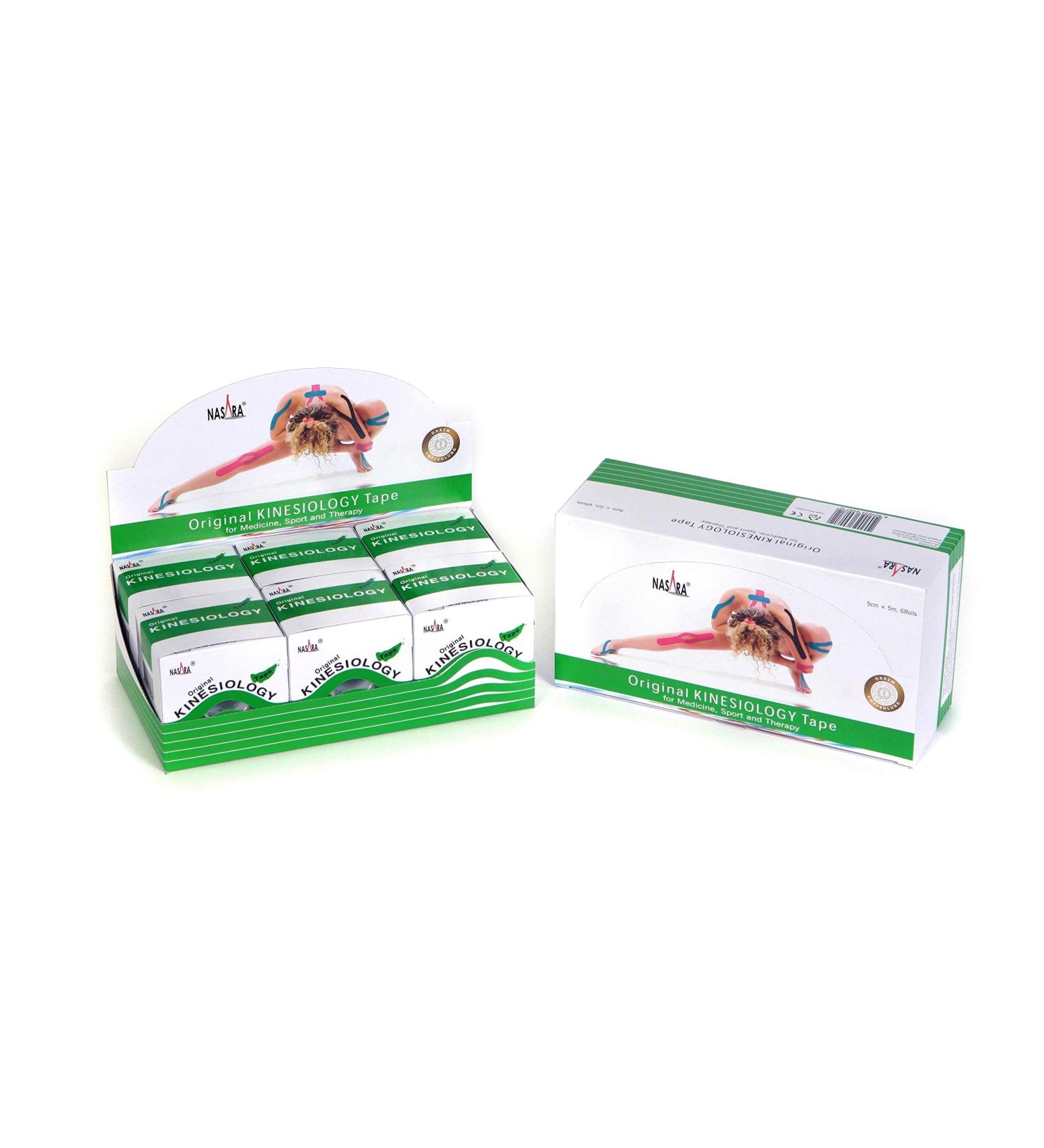Nasara Original Kinesiological Physio Sport Tape - 6 Pack (5cm x 5m) in Green | Free Video Instructions for Sports & Medicine | International Shipping Available - Buy Online on GoSupps.com