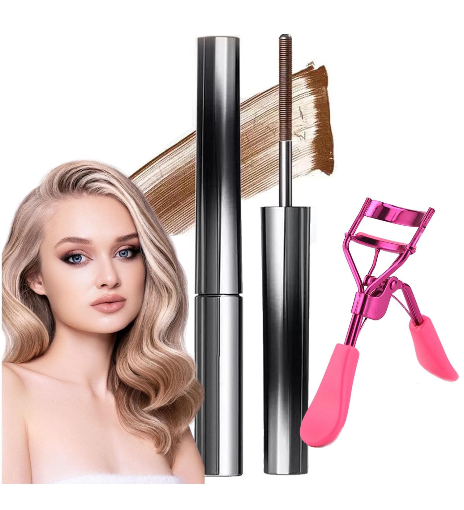 Iron Wand Mascara Waterproof Mascara Mascara 3d Curling Eyelash Iron Mascara Non-Clumping Long Lasting Intenses Length Lash Mascara (Brown) - Buy Online on GoSupps.com