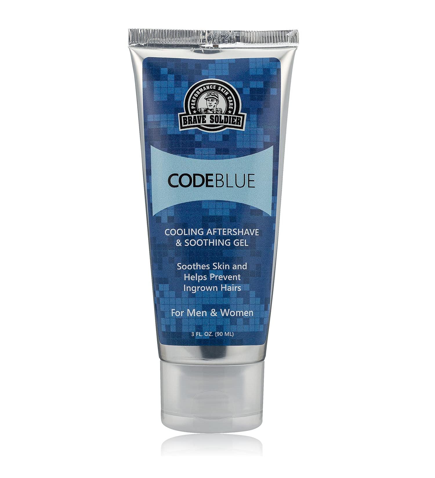 Brave Soldier Code Blue After Shave Gel - 3 fl. oz. - Cooling & Soothing Treatment for Men and Women - Buy Online on GoSupps.com