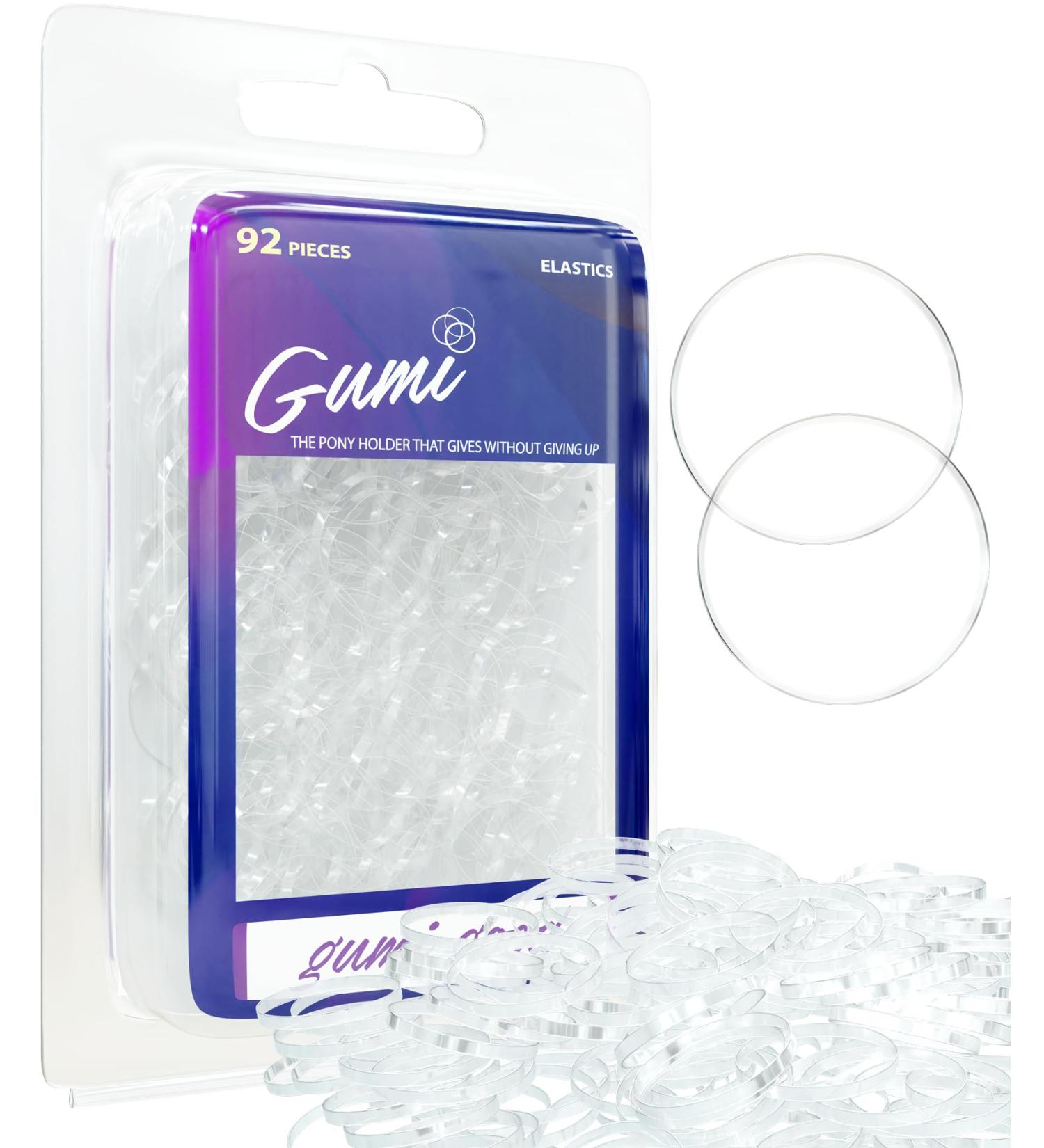 Gumi 1 Inch Large Clear Hair Elastics - 92 Pack of Ouchless No Damage Clear Elastic Hair Bands for Women & Girls - Snag Free Rubber Bands for Bun Ponytail - Ultra Durable Hair Ties - Buy Online on GoSupps.com