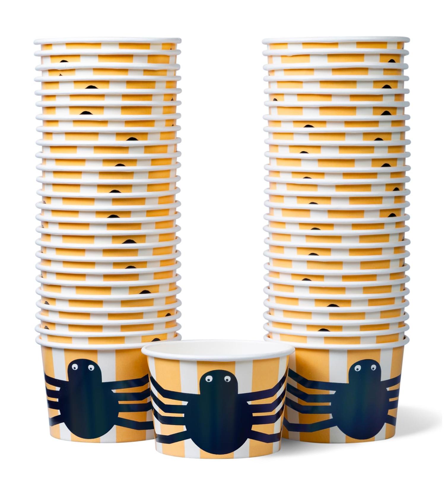 Confettiville Paper Ice Cream Cups 50-Count 9-Oz Disposable Dessert Bowls for Hot or Cold Food 9-Ounce Halloween Party Supplies Treat Cups Spider - Buy Online on GoSupps.com