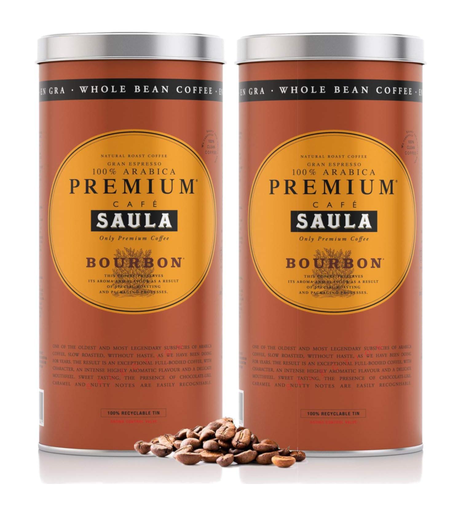 Caf Saula grain Pack de 2 bo tes de 500 gr. Premium Bourbon 100% Arabica - Buy Online on GoSupps.com