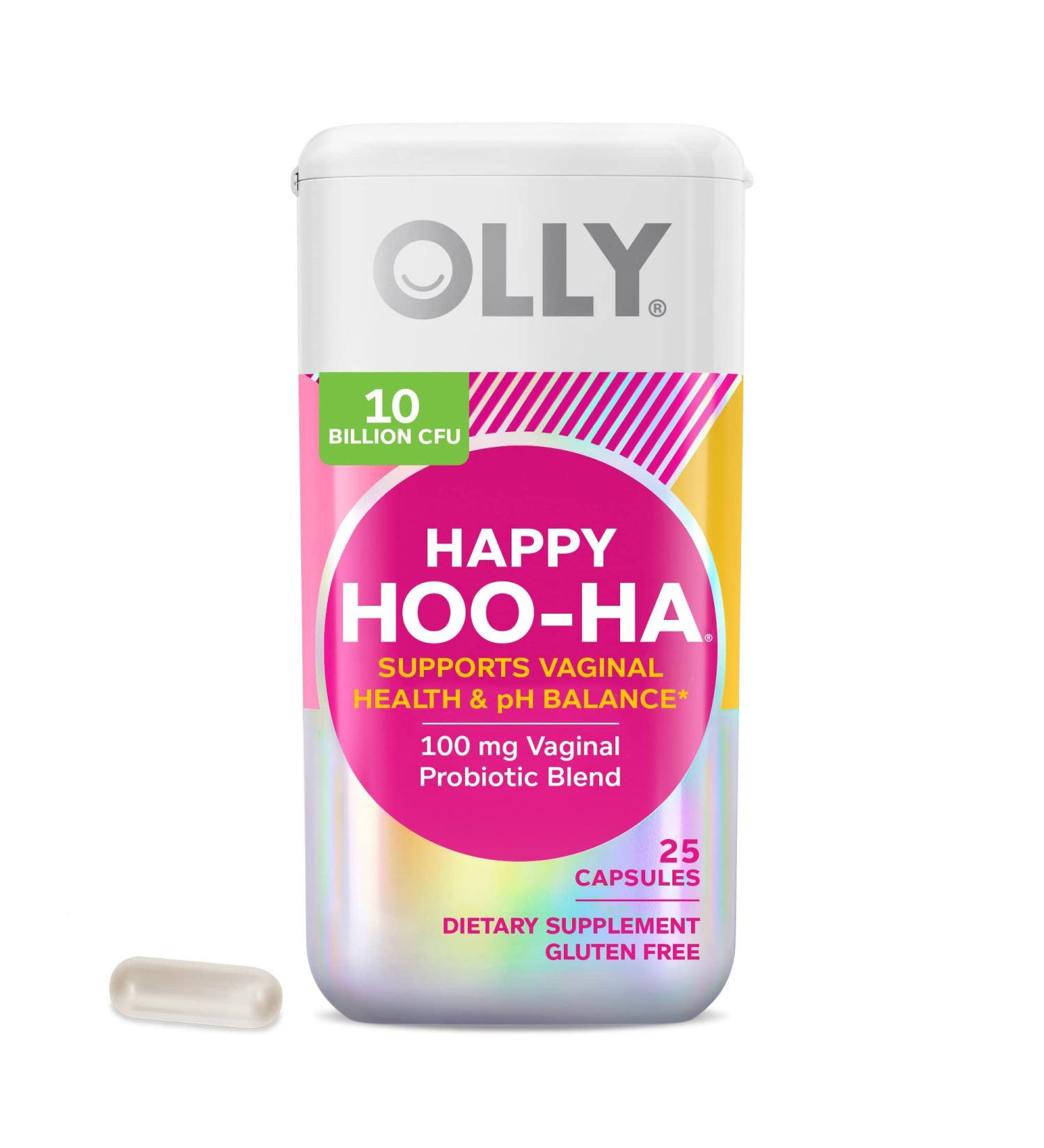OLLY Happy Hoo-Ha Capsules - Probiotic for Women - 10 Billion CFU - 25 Count - Gluten Free - Buy Online on GoSupps.com