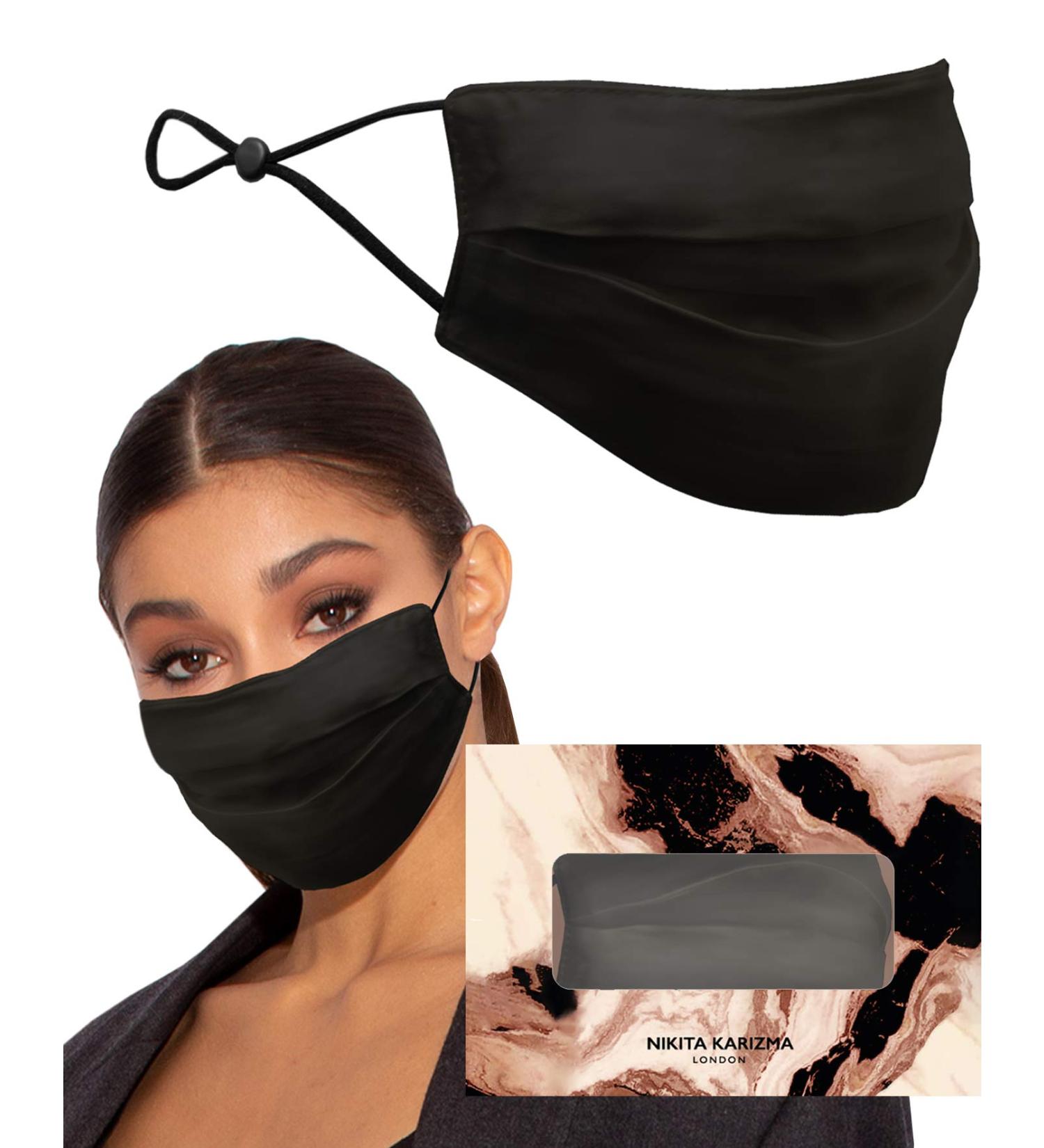KARIZMA Beverly Hills Black Silk Face Mask for Women - Washable & Reusable Designer Facemask - Buy Online on GoSupps.com