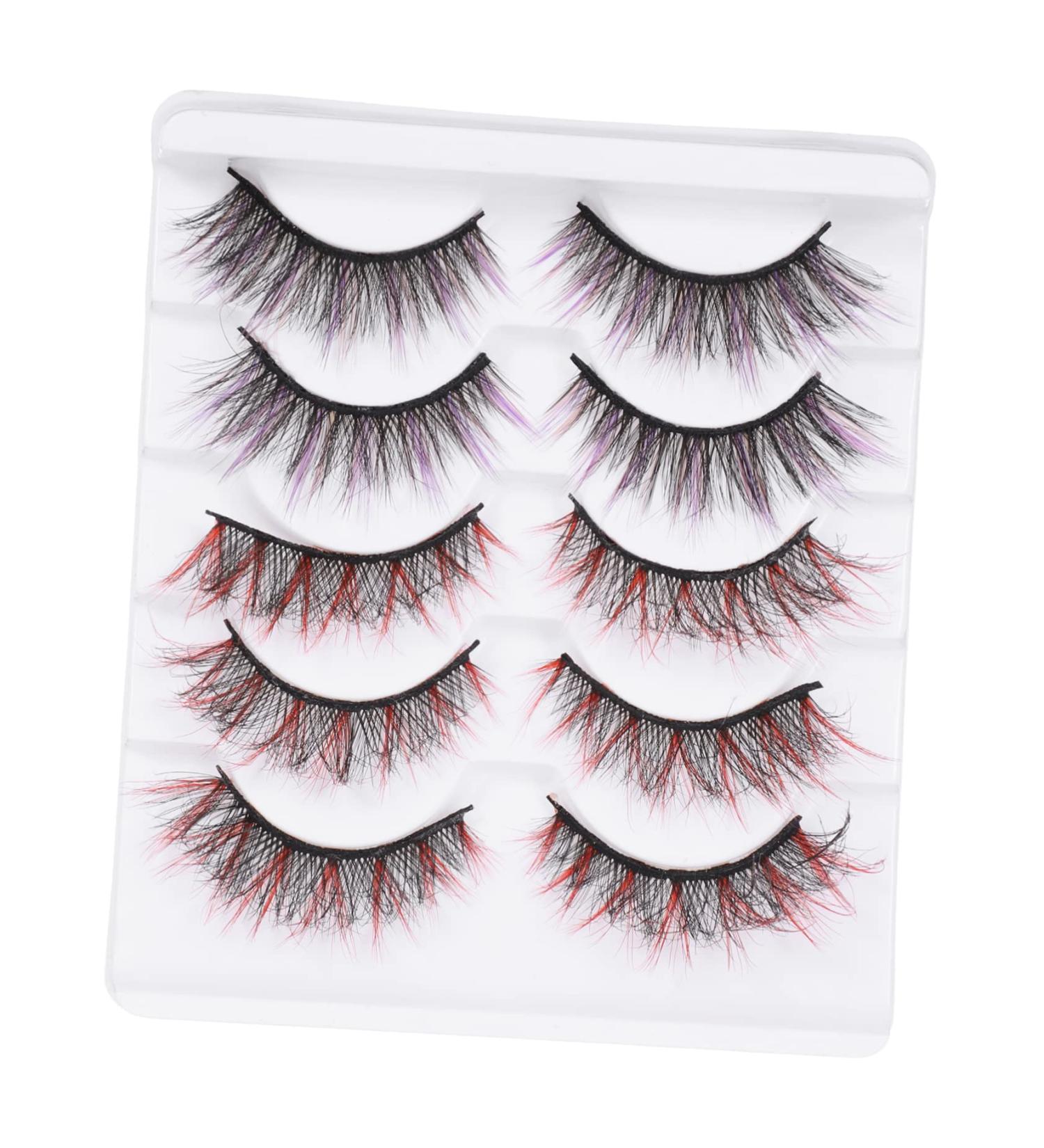 5 Pairs Colored False Eyelashes Lashes with Color False Colored Lashes Halloween Colored Dollsthetic Lashes Manga Lashes Eyelashes Cosplay Lashes 8d Artificial Imitation - Buy Online on GoSupps.com